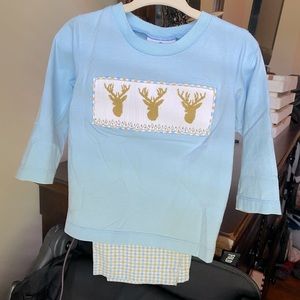 Smocked Deer Pants Set 12M